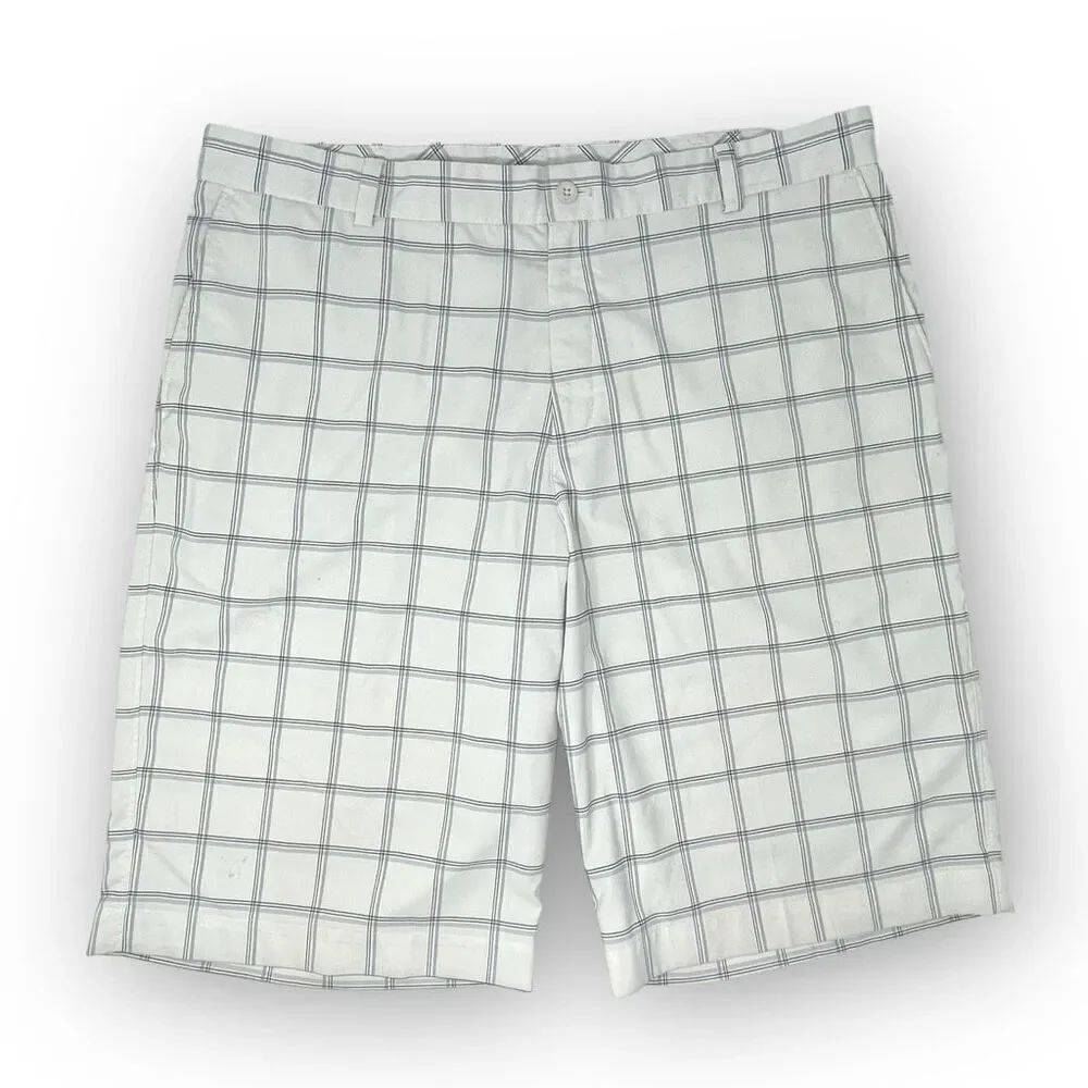 Nike White Black Gray Check Performance Golf Shorts 487306 Men’s Size 36 Flawed